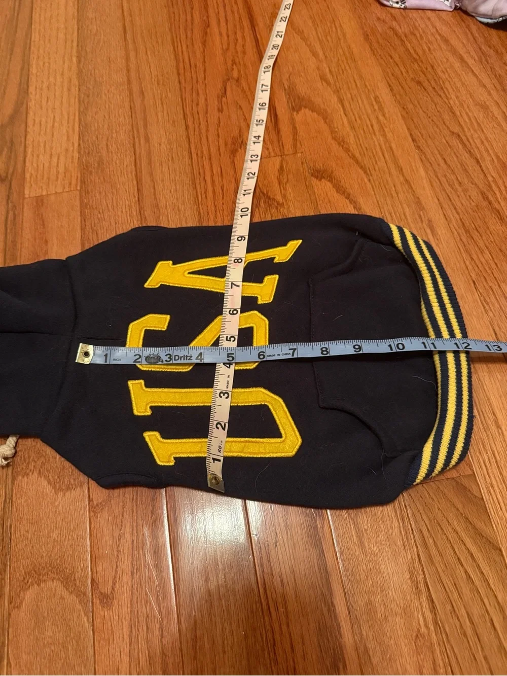 Pet Navy Hoodie with Yellow USA Appliqué